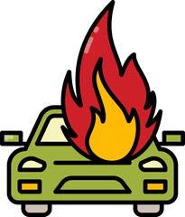 Car fire line icon