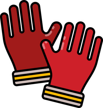 red gloves with yellow stripes clip art preview