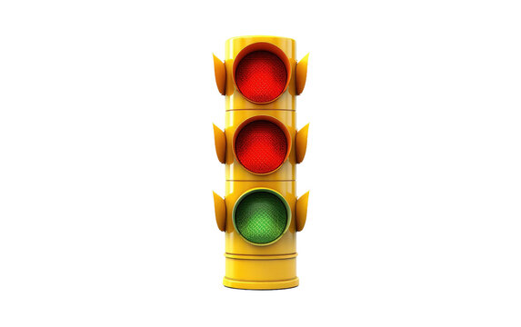 Whimsical 3D Cartoon Traffic Light On Transparent Background