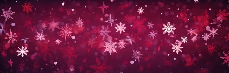 Fototapeta na wymiar A festive red and white background with intricate snowflake designs