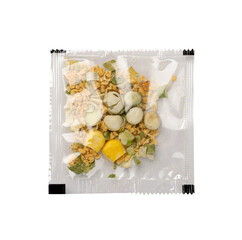 Small Spice Pouch Isolated, Dried Vegetables and Herbs Mix in Plastic Bag, Dry Peas, Greens, Dehydrated Food