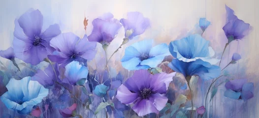 Foto op Canvas A vibrant bouquet of blue and purple flowers in a beautiful vase © pham