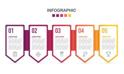 5 process Infographic labels design template with icons for business. Vector illustration.