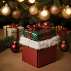 Fototapeta na wymiar christmas decoration with gift boxes
