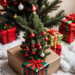 Fototapeta na wymiar christmas decoration with gift boxes