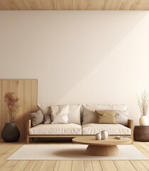 Minimal home interior wall design mock-up with wall light 3d render