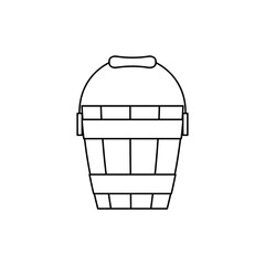 wooden bucket outline vector isolated  illustration