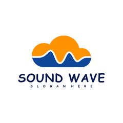 Cloud with Sound wave logo design concept vector. Sound wave illustration design