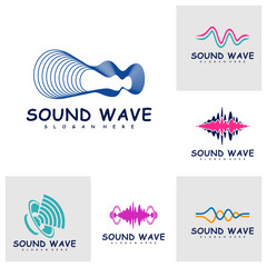 Set of Sound wave logo design concept vector. Sound wave illustration design