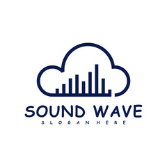 Cloud with Sound wave logo design concept vector. Sound wave illustration design