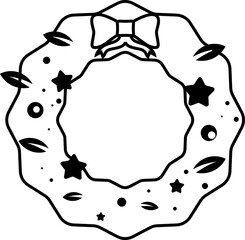 Obraz premium Christmas Wreath Line Icon