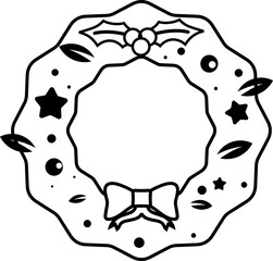 Christmas Wreath Line Icon