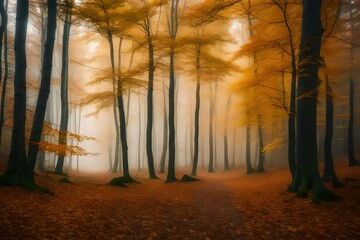 Tranquil Autumn Morning in Nature's Woodland