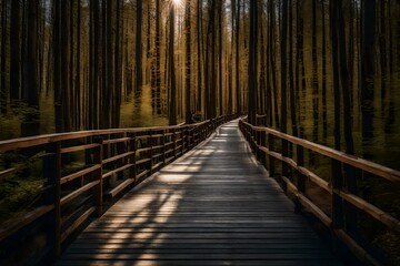 wooden bridge in the forest