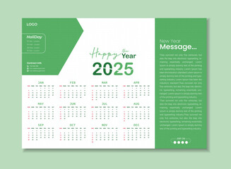 2025 new year calendar template in modern style