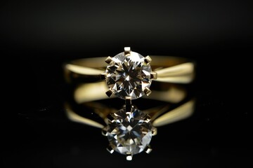 luxurious golden ring jewelry photography for wedding event generative ai