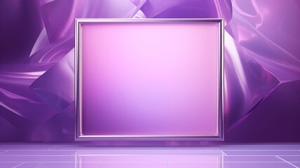 Amethyst Crystal Creative Abstract Geometric Frame. Textured photorealistic mount. Abstract Bright Surface Geometrical Horizontal Background. Ai Generated Photo frame with copy space.