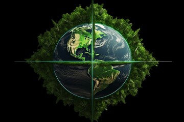 Earth with green arrows. Generative AI