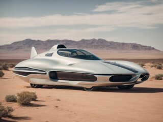 Futuristic car in desert