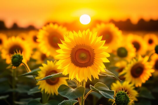 Sunflower field at sunset © jesica