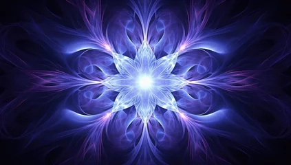 Papier peint photo Vagues fractales an abstract pattern of stars in blue color in the style of fractal geometry Generative AI  © SKIMP Art