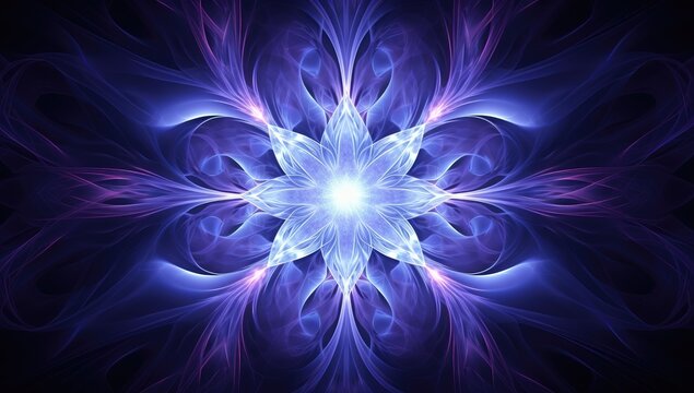 Fototapeta an abstract pattern of stars in blue color in the style of fractal geometry Generative AI