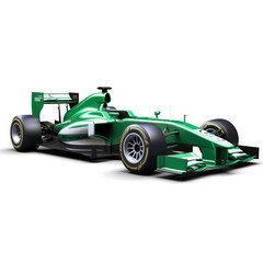 green racing car	