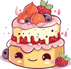 Cute cartoon cake vector
