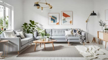 Foto op Plexiglas Minimalist Modern Scandinavian Home Living Room Interior Design © Eggy