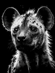 Schilderijen op glas Black and white portrait of a hyena © AlineAll
