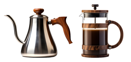 Coffee pot isolated on transparent PNG background, Generative Ai