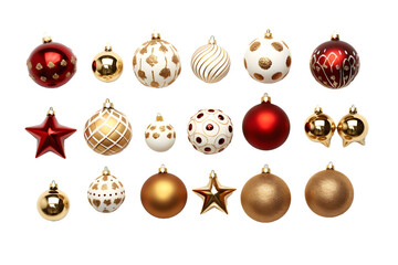 Christmas ornaments isolated on transparent PNG background, Generative Ai
