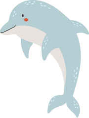 Obraz premium Dolphin animal vector, Abstract baby dolphin vector, ocean baby animal, cute animal isolated, adorable dolphin for print, vector illustration