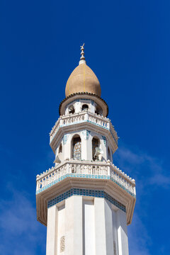 Minaret of the El Nasr Mosque, Scala, Algiers, Alger, Algeria.