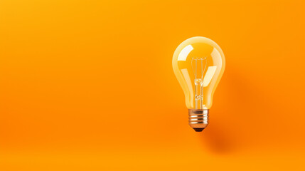 Light bulb on orange background.  Ultra-high quality

 - obrazy, fototapety, plakaty