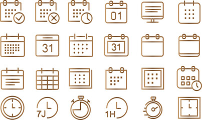 Time and date icons calendar icons set