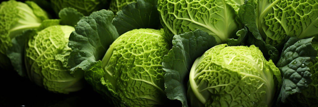 Cabagge fresh and ripe vegetable food banner for web or design. Generative AI