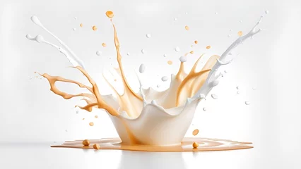 Selbstklebende Fototapeten Splash milk, pour or swirl it with realistic drops © SJarkCube