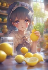 girl with lemons making lemonade