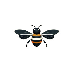 a bee minimalistic simple logo on transparent background, gold, black and white colors