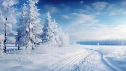 Foto op Aluminium Winter forest landscape © Veniamin Kraskov