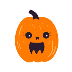 Cute cartoon Halloween, pumpkin. Halloween characters vector in flat style.