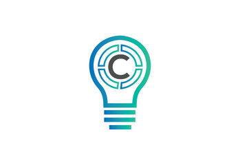 Initial letter C logo with bulb