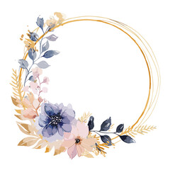 watercolor flowers and glod for wedding
