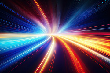 Fototapeta na wymiar Abstract Speed light trails effect path, fast moving neon futuristic technology background, future virtual reality, motion effect, curve of neon bright, highway speed light.