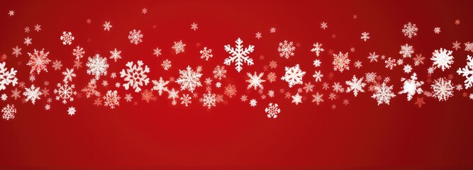 Naklejka na ściany i meble A vibrant red background with delicate white snowflakes