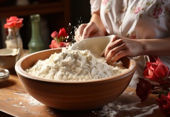 Woman_mixing_ingredients_in_bowl_with_wooden_spoon 11