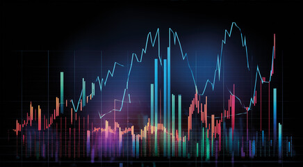 Forex colorful diagrams and stock market data with lines and dynamics