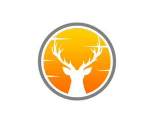 Deurstickers Deer head with sunset behind vector logo © Yoga