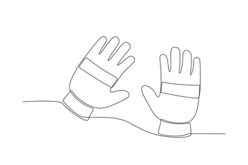 Thick gloves to warm hands. Winter one-line drawing